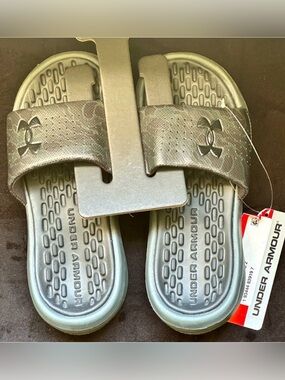 NEW Under Armour Boys Slides Sandals Flip Flops (Black Camo) - 3Y Youth GS